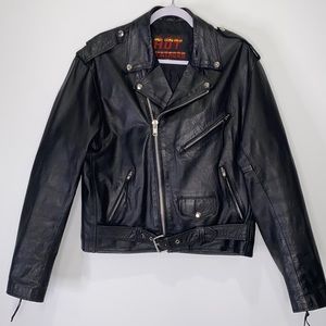 Hot Leathers Classic Black Leather
Motorcycle Jacket Size 42